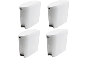 SUPAWASH-PRO Sanitary Bin 20L x 4 Slimline Washrooms Toilets Hygienic Disposal Pedal Container Bins for Female Ladies And Baby Hygiene Products - 20 litres White