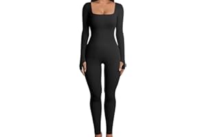 godoboo Damen yoga jumpsuits Sport Jumpsuit gerippte Strick langarm Playsuits Sexy Hosenanzug Trainingsanzug Overall