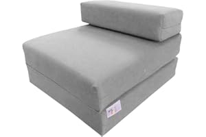 MyLayAbout Kids Z Bed - Memory Foam Chair bed & Fold up Mattress | Available in 11 colours. Perfect for childrens sleepovers, reading corners or gaming. (Silver-Grey)