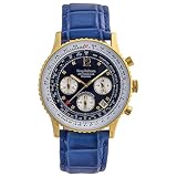  Krug-Baumen 400207DS Air Reisenden Diamant blaues Zifferblatt blau Gurt