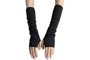 ERICOTRY Women's Fashionable Fingerless Arm Gloves Black Elastic Stretch Fall and Winter Arm Warmers Long Arm Sleeve for Ladies Women Girl