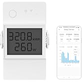SONOFF POWR320D Elite smart switch, power meter, 20 A WiFi smart switch, LCD digital energy meter, overload protection, white
