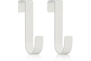 IBEIKE Over Door Hook Hanger, 2 Pcs White Stainless Steel Overdoor Hooks, Ideal for Bedrooms Bathroom Wardrobe, Holds Up to 5kg