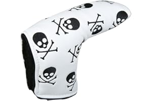 FINGER TEN Golf Head Covers For Putters Blade Headcover Skull Style Value Pack, Replacement Synthetic Leather Design Fit All Brands For Men Women Kids Golfer
