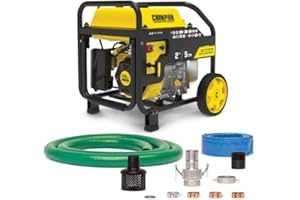 Champion Power Equipment Petrol Trash Water Pump 5cm/2" Clean Dirty Water Pump 598L/Min Portable Wheel Kit, for Water Removal, Drainage, Swimming Pool, Refilling - with Hose Kit