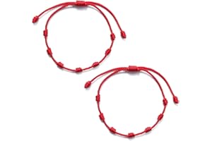 SUCHUANGUANG 2 piezas 7 nudos amante hilo rojo amistad pulsera atraer riqueza amuleto éxito pulsera de moda