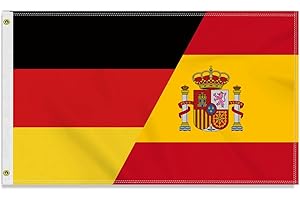 PETITE PINE Große 90×150 CM Deutschland Spanien Flagge, großes 150D Deutsch Spanisch Freundschafts banner,Strapazierfähige Deutschlandfahne Doube-Seitendruck Dekor Messingösen large Spain