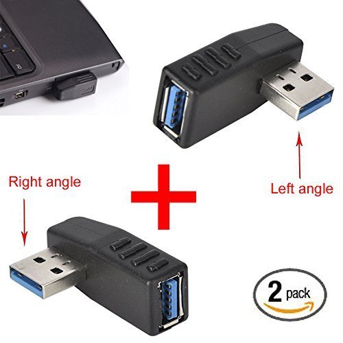 Kimilar 2-tlg USB 3,0 Adapter rechtwinklig und linken Winkel-Stecker/Buchse USB Connector-Extender Stecker Kupplung 2ST (einschließlich der linken und rechten Winkel-Adapter)