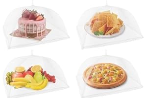 COMVASTARS 4 PCS Copertura Alimentare Pieghevoli,Coprivivande a Rete Pieghevole Coprivivande in Rete Protezione per Mosche Perfetta per Cibo Frutta Barbecue Picnic Resistente a Zanzare Mosche(Bianca)