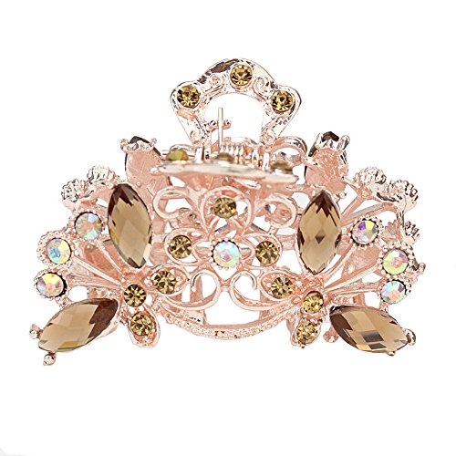 Rhinestone Acrylic Floral Design Hairpin Barrette Clamp Claw Hair Accessory