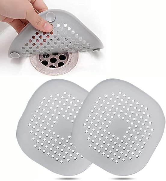 2 Stück Abflusssieb Silikon, Abflusssieb Dusche Haarfänger Badewanne Abflussabdeckung, Abflusssieb für Badezimmer Badewanne und Küche (2 Grau) - 1