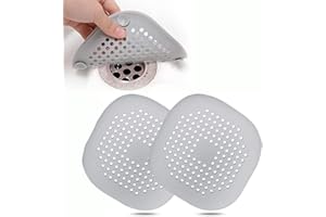 CCLKHY 2 Piezas Silicona Protector de Drenaje, Tapa de Drenaje de con Ventosas Fuertes, Cubierta del DREN de Bañera Colador, Filtro para Fregadero para Cocina Baño (Gris)