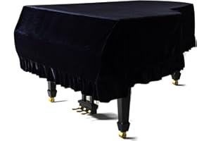 Cutfouwe Piano Cover, Grand Piano Cover, Colorfast Piano Dustproof Decorated Cover, with Folded Hem, Comfortable Soft Thick Dust Protection Cover for Wings, Piano, Black, 150 - 160 cm