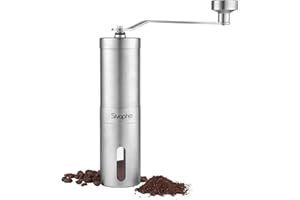 Sivaphe Kaffeemühle manuell mit Keramikmahlwerk, Handkaffeemühle aus Edelstahl mit Präzise Mahlgradeinstellung für unterwegs