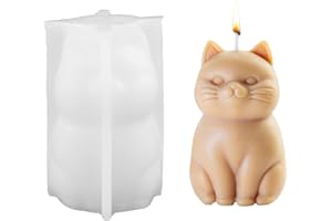 FENGQQKJ Stampo in silicone per candele a forma di gatto, in silicone 3D, per cemento, animali, candelabri, decorazioni per il fai da te