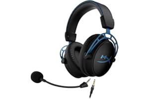HyperX Cloud Alpha S, Cuffie Gaming con Jack Audio da 3,5 mm e USB-A, Comandi sul Cavo, Telaio in Alluminio, Cuscinetti in Memory Foam Rivestiti in Similpelle, Adatto per PS4, PS5, Xbox e PC, Blu