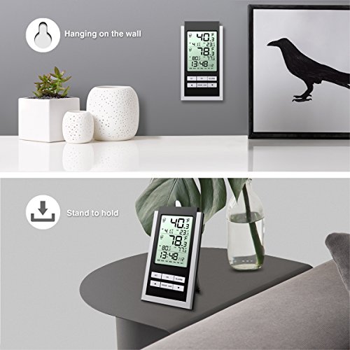 Oria Innen Außen Temperatur Monitor Thermometer mit Hintergrundbeleuchtung und Temperatur Alarm - 7