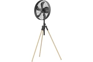 Newlux - Stativ-Ventilator W3050 mit 5 Metallflügeln, höhenverstellbar 120-130 cm, automatische Oszillation 80 Grad und 3 Geschwindigkeiten, klappbarer Stativventilator mit Kupfermotor 50 W (schwarz)