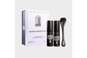 Odenson Beard Growth Kit - Siero per la Crescita della Barba Infuso con Complesso Capilia Longa e Aloe Vera per una Barba più Folta e Spessa - Derma Roller per la Crescita dei Peli del Viso per Uomini