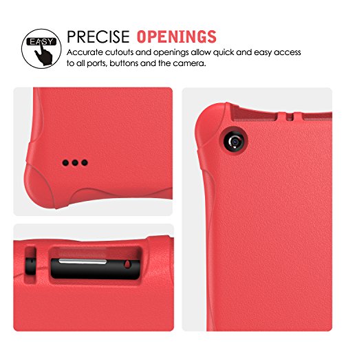 MoKo Fire 7 2015 Hülle – Superleicht EVA Stoßfest Kinderfreundlich Kinder Schutzhülle für Amazon Fire 7.0 Zoll (5. Generation – 2015 Modell), Rot - 9