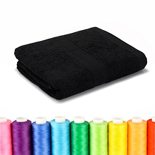 Besticken Sie Handtuch mit Namen oder mit Wunschtext bestickt , Saunatuch (70x200cm) in Schwarz - 2