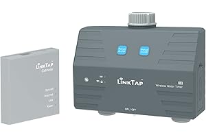 LinkTap D1 Programmateur d'arrosage Intelligent pour Jardin, Gateway Non Inclus, Débitmètres intégrés, Adaptation météo, Détection et Notification d'Erreurs, Portée Plus Large Que WiFi, IP66, Alexa