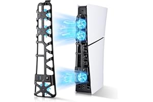VEOYYA Cooling Fan with LED Light for PS5 Slim, Quiet Cooling System Accessories for Playstation 5 Slim Disc and Digital Editions, Compatible with Horizontal Stand For Game Console