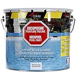Disponible en varios colores. ARCAPISCINE: pintura para piscina, protección y decoración, soporte de hormigón o cemento, puesta en obra fácil, color azul, blanco o gris