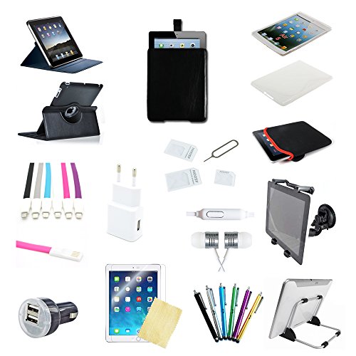 23 teiliges Apple iPad Air / 5 Gen. Zubehör Set Pack Paket | MEGAPACK | Schwarz