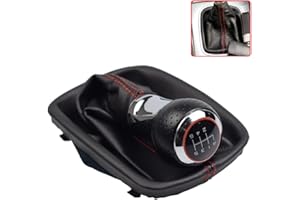 KAKULKOMEN Pomo manual de cambio de marcha para coche con perilla de piel sintética negra cubierta de maletero para A=UDI A3 S3 8P piezas de repuesto interiores (6 velocidades)