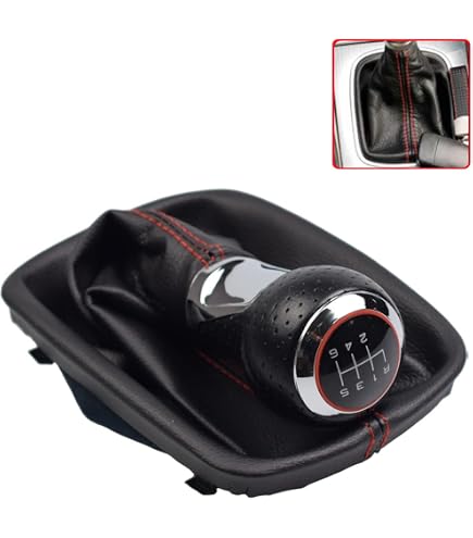 Pomello Cambio In Similpelle Nero Per Audi A1 A3 A4 A5 A6 Q3 Q5 - Leva 6 Marce - Diametro 12mm - Sostituzione Diretta Plug&Play