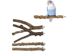 ZEFENG 4 Pièces Perchoir en Y pour Perroquets, Support Bois pour Cage Oiseaux Perroquets, Oiseau Perchoirs Bois, Perchoirs Pour Oiseaux Bois Naturel, Jouet Support Perruche, pour Perroquet Conure Oiseaux