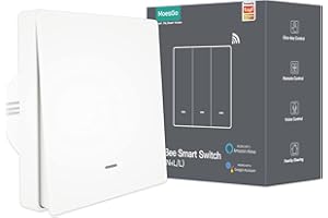 MoesGo ZigBee Interrupteur mural Sans Fil Intelligent Aucun Fil Neutre Requis, Aucun Condensateur Requis, Fonctionne avec Smart Life, Alexa, Google Home, Hub Tuya ZigBee Requis, 1 Gang, Blanc