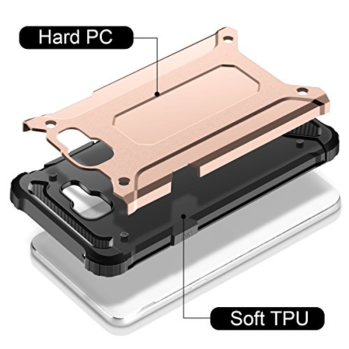 Funda Samsung Galaxy J5 2017 Coolden Galaxy J5 2017 Carcasa High Pro Shield Doble Capa TPU PC Resistente a los ara  azos Ajuste delgado Cover Choque Absorci  n Case Caso para Galaxy J520-Oro Rosa