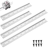 Greluma 4 Pieces DIN Rail-2 Pcs 20cm+2 Pcs 30cm,Aluminum DIN Rail for electrical control cabinet-width 35mm,height 7.5mm,thic
