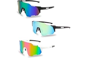 LEIKURVO Occhiali da sole da bicicletta: 3 pezzi polarizzati occhiali da sole sportivi per uomo e donna protezione UV400 occhiali protettivi occhiali veloci sport occhiali da corsa per sport all'aria aperta