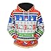 Produktbild Weihnachten Drucken Kapuzenpullover Damen Christmas Kapuzenpullis Frauen Hemden Winter Taschen Tops Bluse mit Kapuze Übergröße Pullover Mantel Sweatshirts Outerwear Elecenty (Rot, XL)