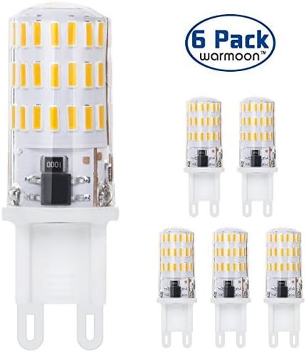 Warmoon G9 LED Light Bulbs, 7W Warm White, 3200K, 4014 SMD 46 LEDs 360 Degree Beam Angle LED Bulbs (Pack of 6)