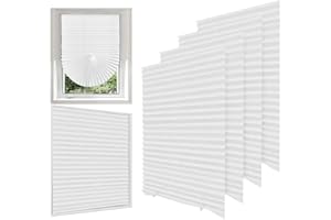 Jonuin 4 Pack Temporary Blinds, 90x180CM No Drill Stick on Blinds, Easy to Cut and Fit Self Adhesive Blind for Windows, Doors, Kitchen, Bathroom, Bedroom Blackout Thermal Privacy Protection (White)