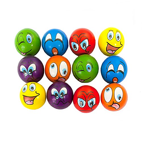Oblique-Unique® 12 Stück Smiley Grimassen Knautschball Antistressball bunt Softball Schaumstoff - 2
