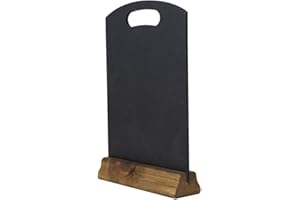 Chalkboards UK Handheld Table Top Blackboard with Plinth, Wood, Black, 31 x 21 x 4 cm