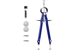 ZAWTR Drawing Compass, 1pc Professional Compass Maths Metal Drafting Compass with Lock&Extra Lead Refills, Blue Bow Geometry Compass Set for Technical Drawing Accessories & School Supplies-Makes 24cm Circle