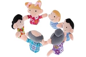 ZGLUZP 6Pcs Finger Puppet Set,Cloth Velvet Puppets,6 People Family Members Finger Puppets Set,Story Time,Party Favors,Christmas Stocking Stuffers,Finger Puppets,Accessories