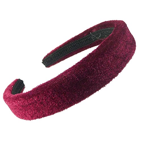 Burgundy Padded Velvet Feel Alice Hair Band Headband 2.5cm (1") Wide