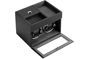 RATSTONE Remontoir Montre Automatique Ecrins,Boîte à Montres De Luxe Ultra Silencieuse,Conception Légère,Mode De Rotation Réglable,Matériau En Fibre De Carbone,Pour La Présentation Et Le Rangement Des Montres