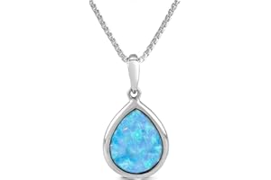 PAUL WRIGHT JEWELLERY Paul Wright Created Opal Pendant, 925 Sterling Silver, 10x8mm Teardrop Shape, 41cm plus 5cm Extender