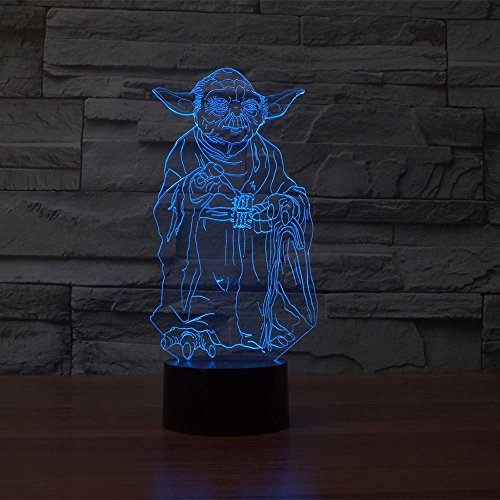 SmartEra® Star Wars Film-Charaktere Meister Yoda USB-3D optische Täuschung 7 Farbwechsel Touch-LED-Licht-Lampe - 5