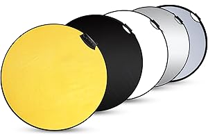 Selens 60CM 5 en 1 Reflector de Luz Redondo Plegable Portátil con Asa Iluminación Difusor Estudio Fotográfico Fotografía Al Aire Libre, Color Negro, Blanco, Oro, Plata, Translúcido