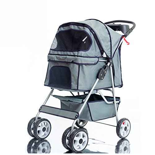 NAUY-Outdoor-Increase-Thick-Cloth-Four-Round-Light-Pet-Trolley-Cat-And-Dog-Cart-Pet-Car-Foldable-Portable-Pet-Cart