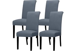Lellen Dining Chair Covers Set of 4, Stretch Chair Covers Dining Chair Slipcovers Removable Washable Reusable Home & Kitchen Decor Protector Dining Room Chair Covers,Grey Blue